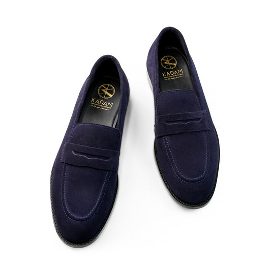 Amalfi Luxe Suede Penny Loafers - Navy Blue